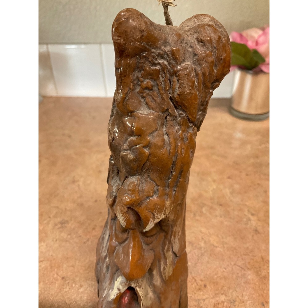 Vintage 1974 Old Man Tree Spirit Wizard Face Wax Candle Brown Folk Art Decor - Picture 3 of 12